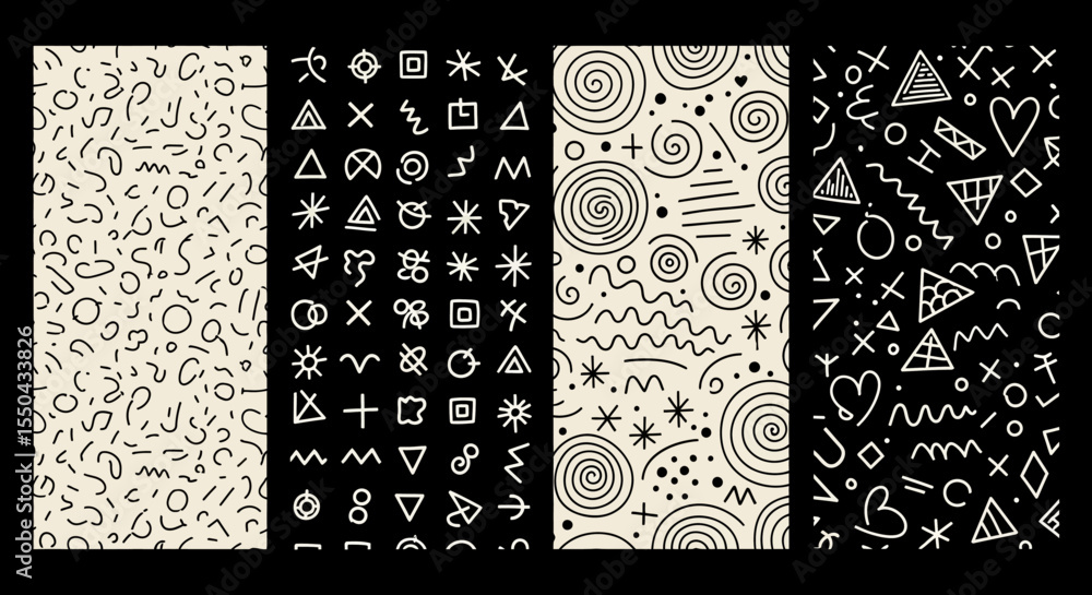 Poster abstract geometric seamless patterns vector illustrations for design projects