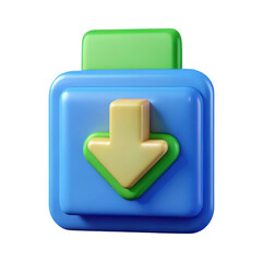 3d rendered download button icon isolated on transparent background