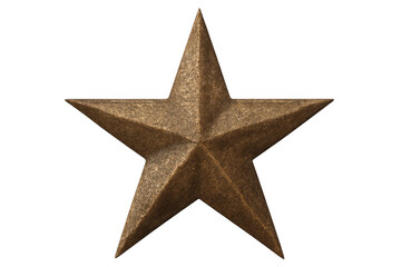 Obraz premium Bronze metallic star, textured surface, transparent backdrop, symbolizing patriotism and celebration with sharp geometric design