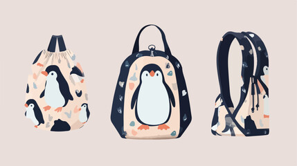 Cute Penguin Pattern Drawstring Backpack for Kids
