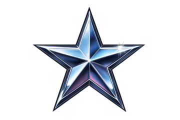 Polished metallic five-pointed star gleaming with radiant excellence, transparently set for versatile design and branding applications