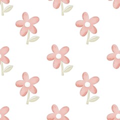 seamless pattern with cartoon flowers. hand drawing. design for fabric, print, textile, wrapper	
