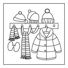 Bold & Easy Cozy winter coloring book pages, line art vector illustration, black and white designs, coloring book for all ages, coloring pages, winter, Whimsical illustration 