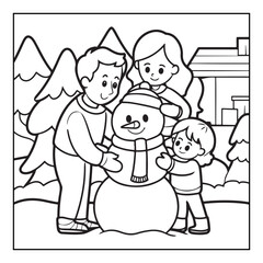 Bold & Easy Cozy winter coloring book pages, line art vector illustration, black and white designs, coloring book for all ages, coloring pages, winter, Whimsical illustration 