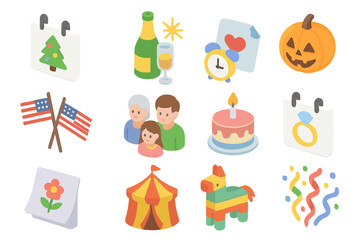 Fototapeta premium Festive Event Icons Featuring Holidays and Celebrations Set