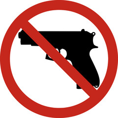No guns allowed sign depicting gun control and prohibition of firearms
