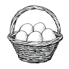 Egg in Basket Cartoon Vector and Illustration