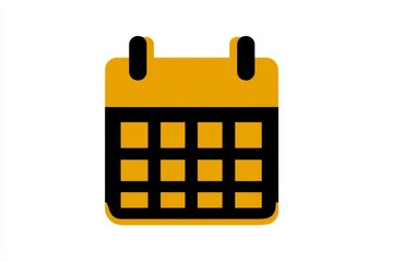 Minimalist orange and black calendar icon on white background