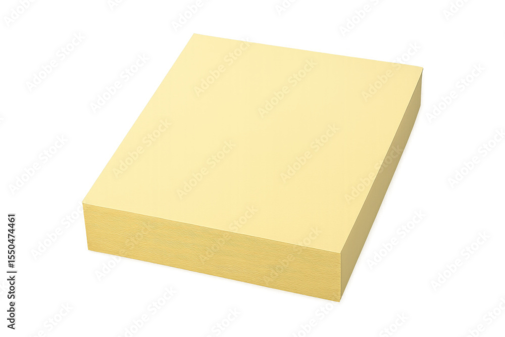 Poster blank yellow sticky notes forming a block on a transparent background, ideal for adding custom messa