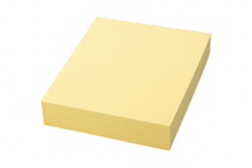 Blank yellow sticky notes forming a block on a transparent background, ideal for adding custom messages or reminders to designs