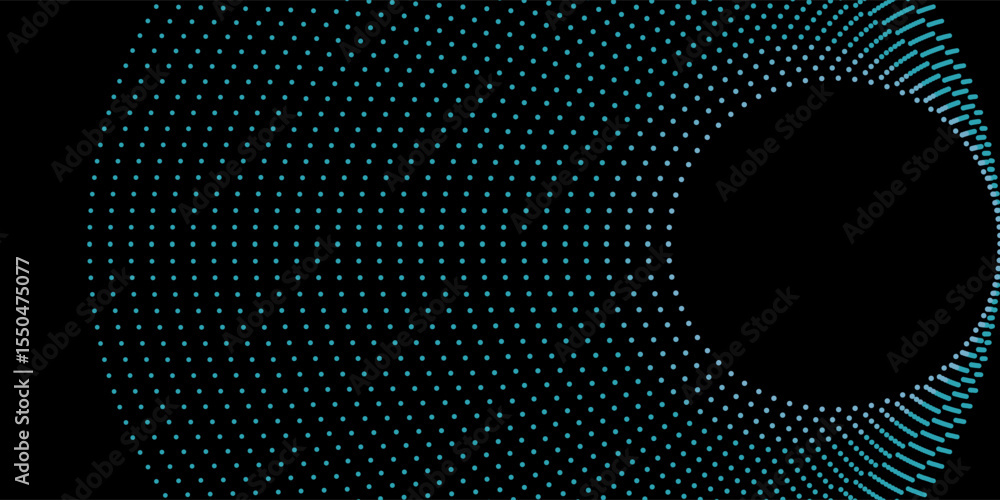 Poster 3d blue techno background. big data visualization on dark space with dotted lines shape effect decor