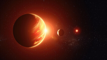 Cosmic event featuring planets aligning in vibrant display of colors, showcasing beauty of universe. scene captures essence of celestial wonder and exploration