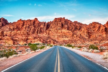Scenic road through Valley of Fire State park, Nevada, USA