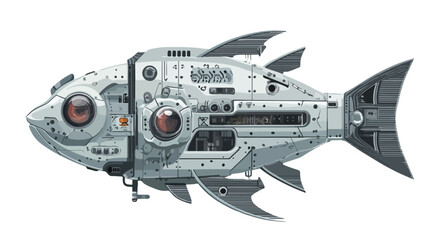 Professional Electrical Grey Fish Robotic Functions Isolated Image