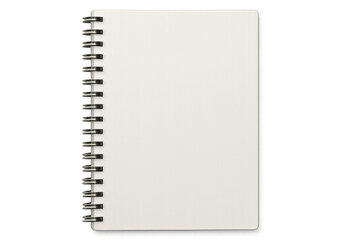 Spiral notebook mockup featuring blank white cover, isolated against transparent background, ideal for design presentation