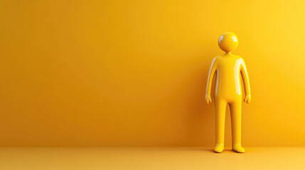 Vibrant yellow figure stands against matching yellow background, creating striking visual impact. This minimalist design emphasizes simplicity and creativity, perfect for business concepts