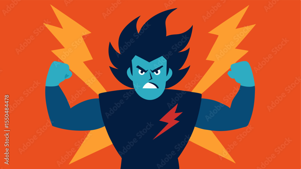 Poster determined pose an illustration of a character in a dynamic pose with their fist clenched in front o