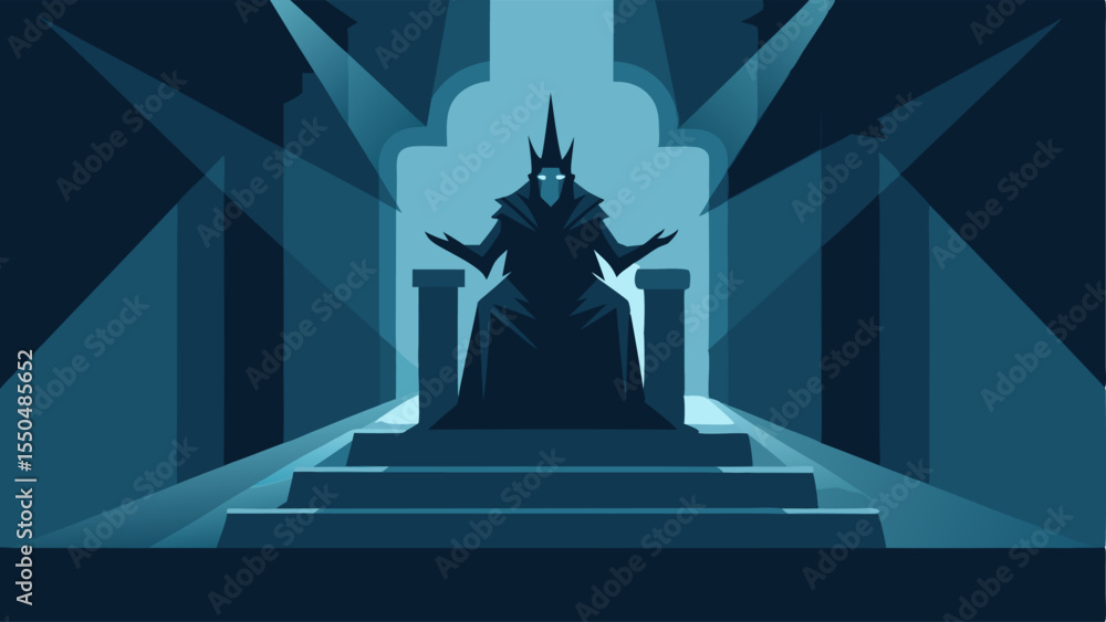 Poster character on a throne a silhouetted figure sits confidently on a grand intricately designed throne a