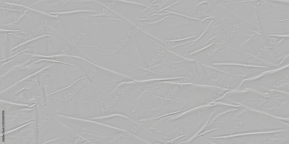 Poster close up of wrinkled and creased light gray surface creating an abstract textured background.