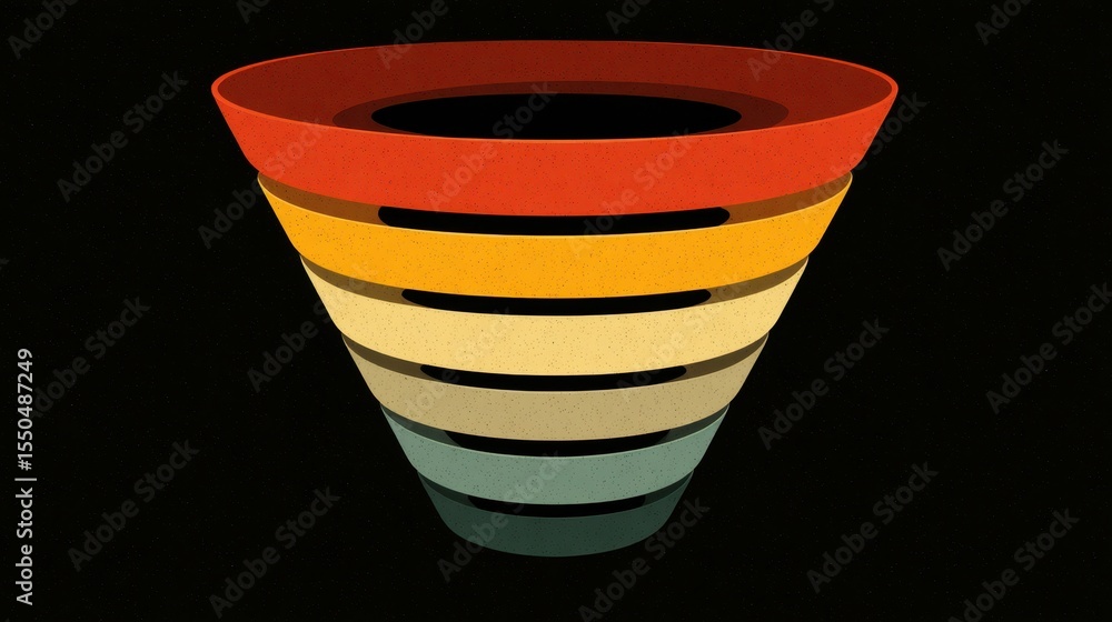 Poster data refinement funnel illustration showing analytical process in a colorful gradient design for str