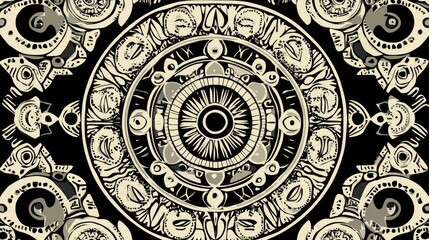 Intricate circular design with detailed patterns.