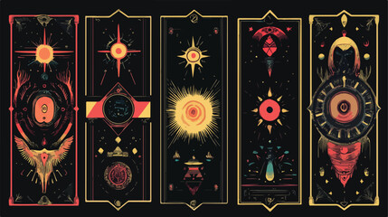 Esoteric Tarot Cards Flat Vector Illustration