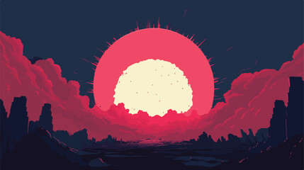 Nuclear Bomb Explosion Flat Vector Illustration