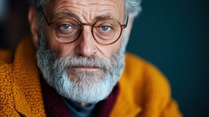 An older man with a wise, thoughtful expression captures the essence of experience and reflection, perfect for themes of wisdom, storytelling, and the richness of life.