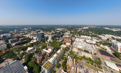 Obraz premium Daytime Drone Images of Downtown Raleigh North Carolina and Surrounding Neighborhoods