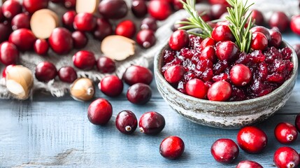 Cranberry Sauce Bowl Thanksgiving Recipe Food