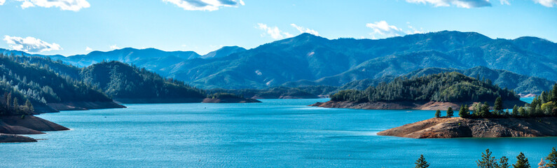 Water level is low at Lake Shasta in Northern California