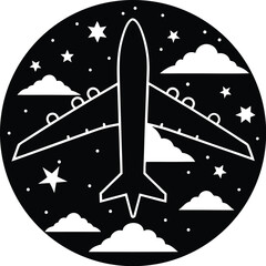 Fototapeta premium Airplane in Sky Silhouette