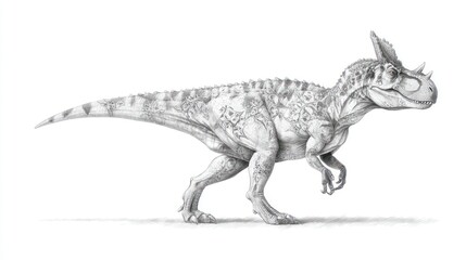Detailed pencil sketch of a prehistoric reptile