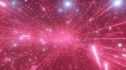 Fototapeta premium Pink Neon Lines Abstract Futuristic Background