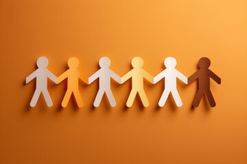 Diverse paper people chain showing unity and inclusion