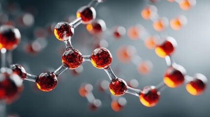 Complex Molecular Structure Visualized with Red-Tinted Atoms and Bonds