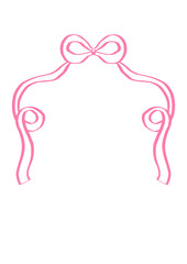 Whimsical half-frame with flowing ribbons and a cute bow, perfect for invitations, headers, journaling, and coquette-style designs in light pink