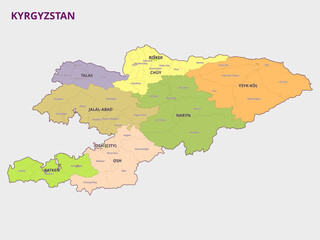 Map of Kyrgyzstan Regions and Administrative Divisions
