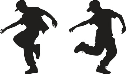 Fototapeta premium Silhouette Breakdancer. Hip Hop, Street Dance, Performance, Urban Style Vector Illustration Isolate on White Background