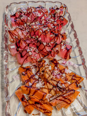 Japanese food , sashimi set closeup