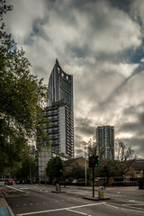 Modern architectural buildings on London streets
