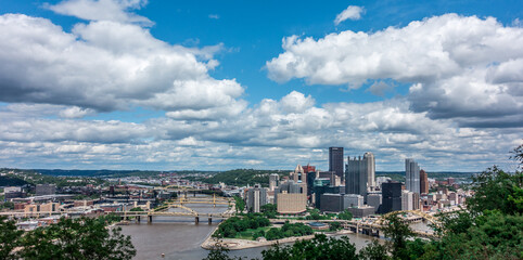Pittsburgh city skyline in Pennsylvania. City in the United States.