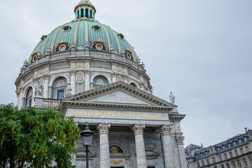 Facade of Marble church of St. Frederick's church in Copenhagen, Denmark.