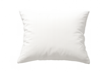 Clean white pillow resting on a transparent background, perfect for showcasing comfort and relaxation
