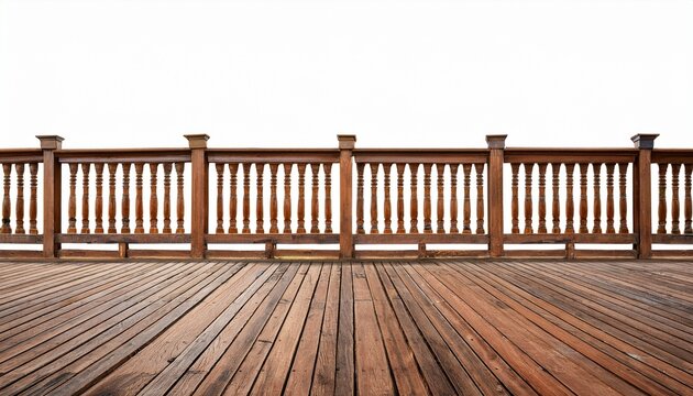 wooden balcony isolated on white white background