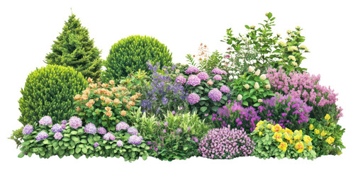 Obraz premium PNG Vibrant garden with blooming flowers