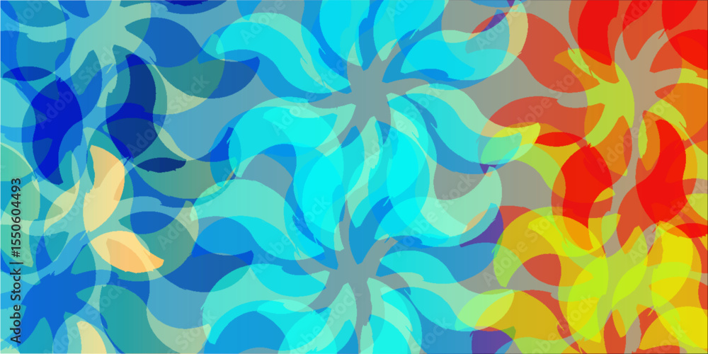 Poster a vibrant and artistic image showcasing multicolored abstract shapes, creating a dynamic and playful