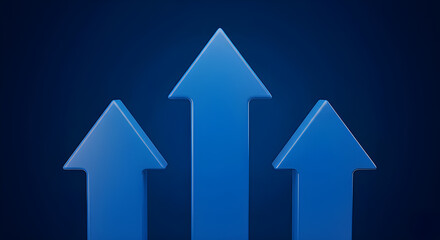 Blue arrows pointing up, representing business growth and positive trends.