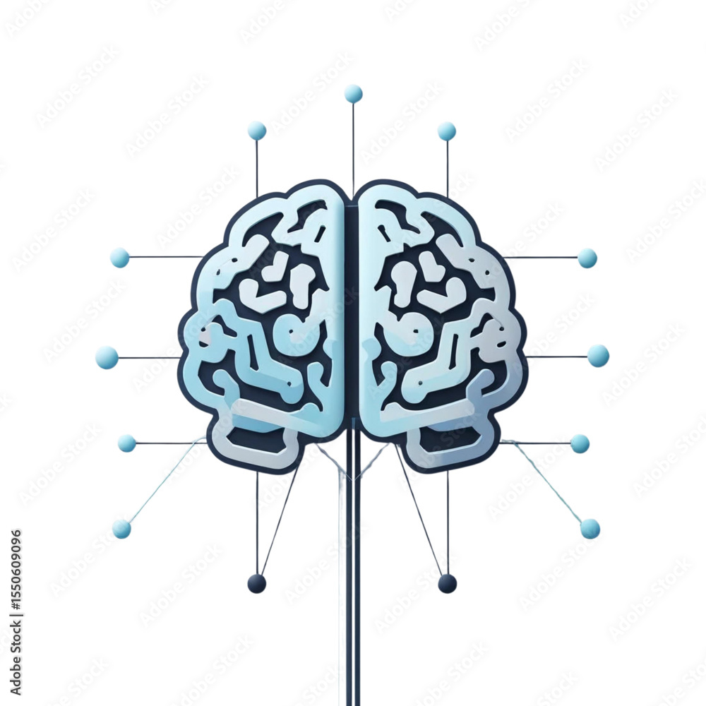 Poster artificial intelligence brain neural network concept for machine learning and data science research