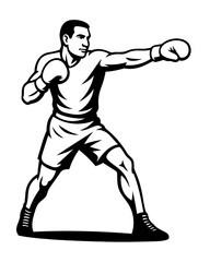 A man in a boxing ring with his hands up in the air
